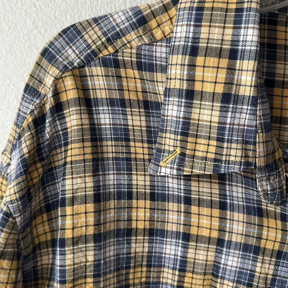 Timberland shirt, Golden and blue plaid size XL button up - Picture 4 of 9